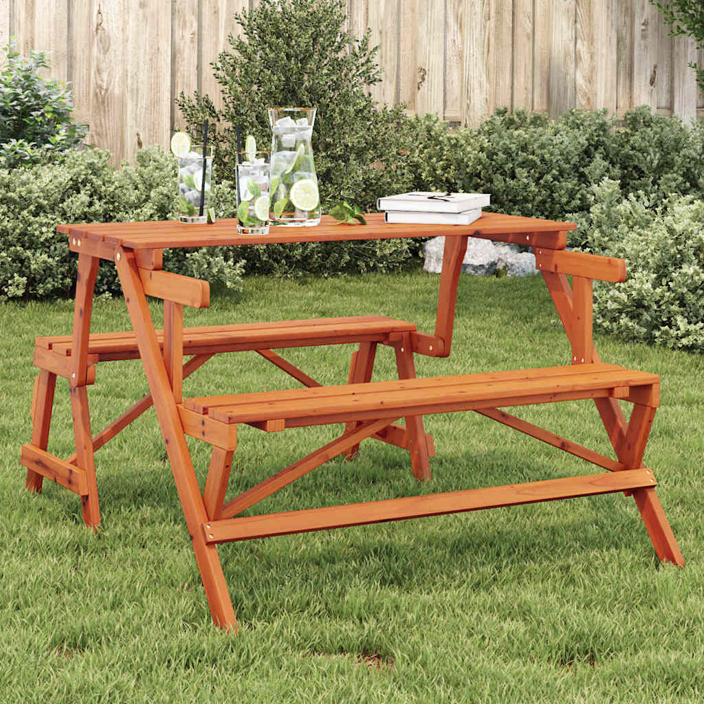 vidaXL Table de pique-nique avec bancs sapin massif 2 en 1 convertible