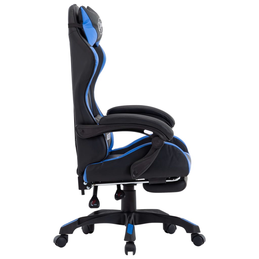 vidaXL Fauteuil de jeux vidéo avec repose-pied Bleu et noir Similicuir - Image 3