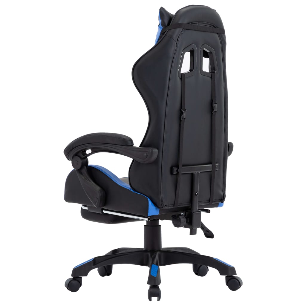 vidaXL Fauteuil de jeux vidéo avec repose-pied Bleu et noir Similicuir - Image 5