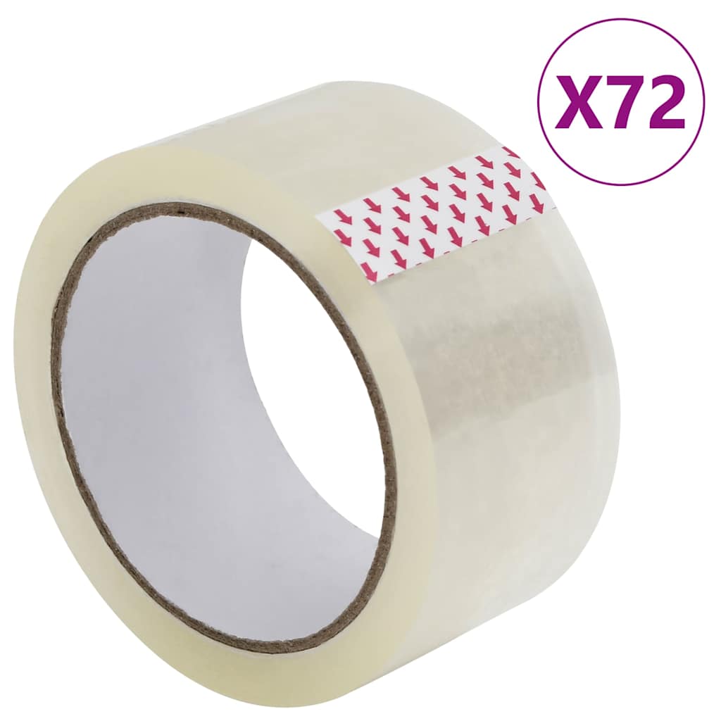 vidaXL Ruban d'emballage 72 pcs transparent 48 mm x 66 m