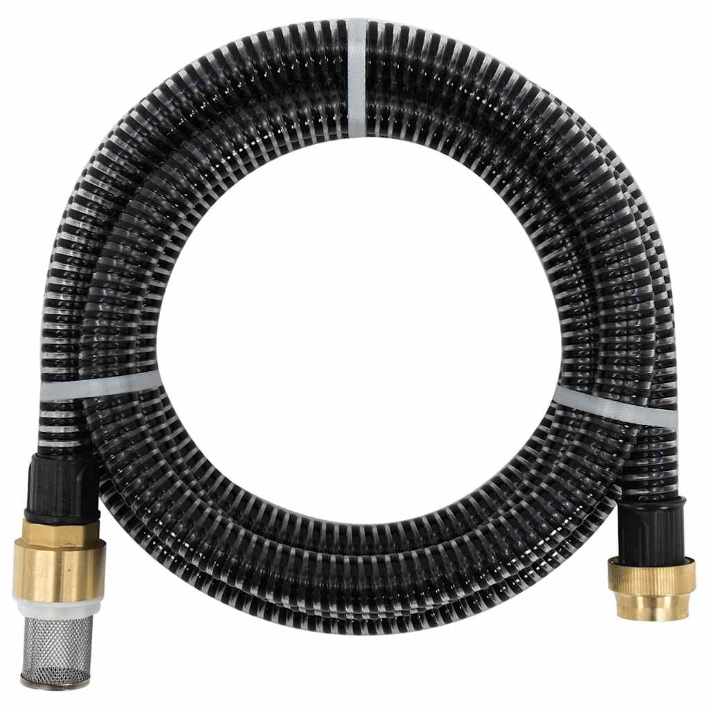 vidaXL Tuyau d'aspiration avec raccords en laiton noir 1,1" 20 m PVC