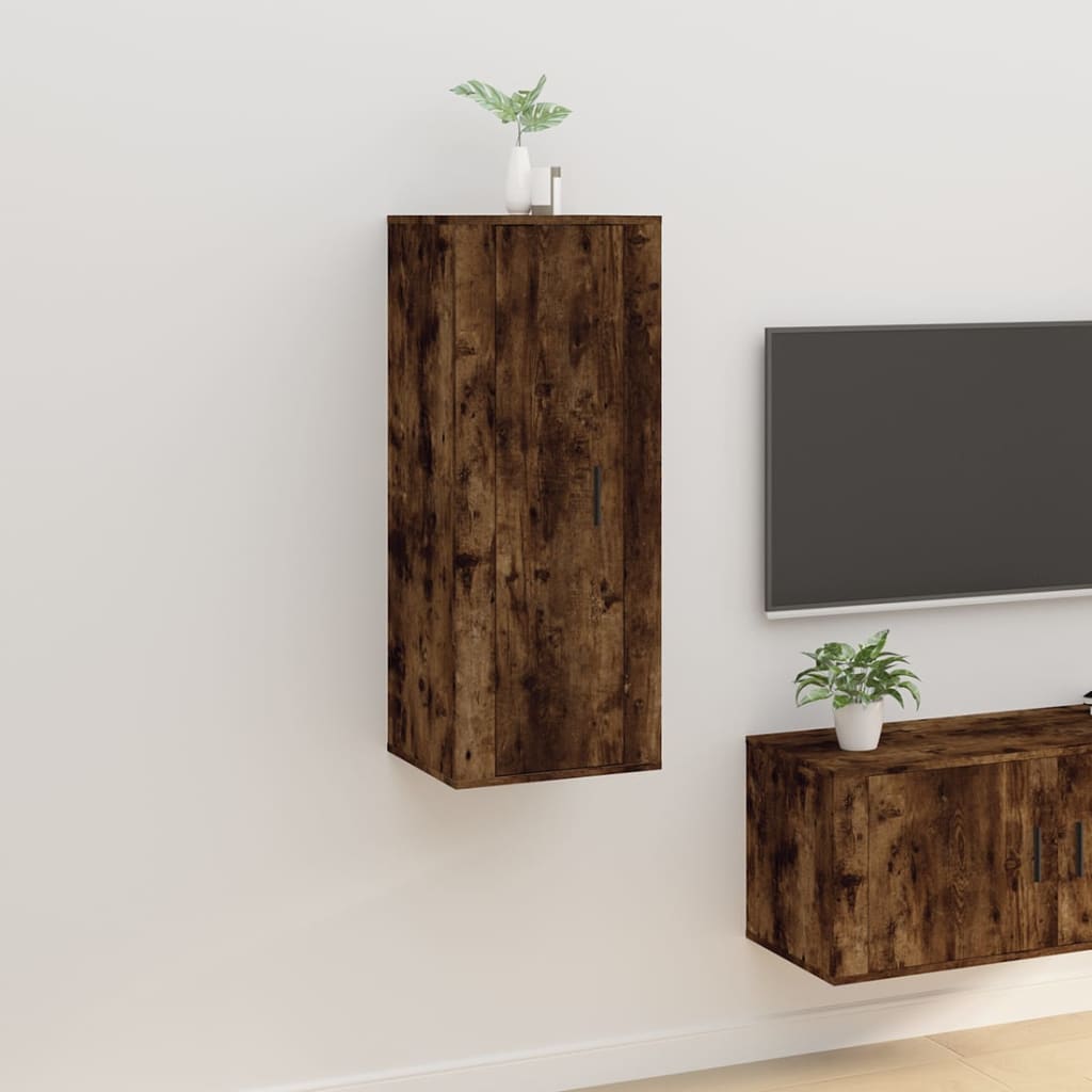 vidaXL Meuble TV mural Chêne fumé 40x34,5x100 cm