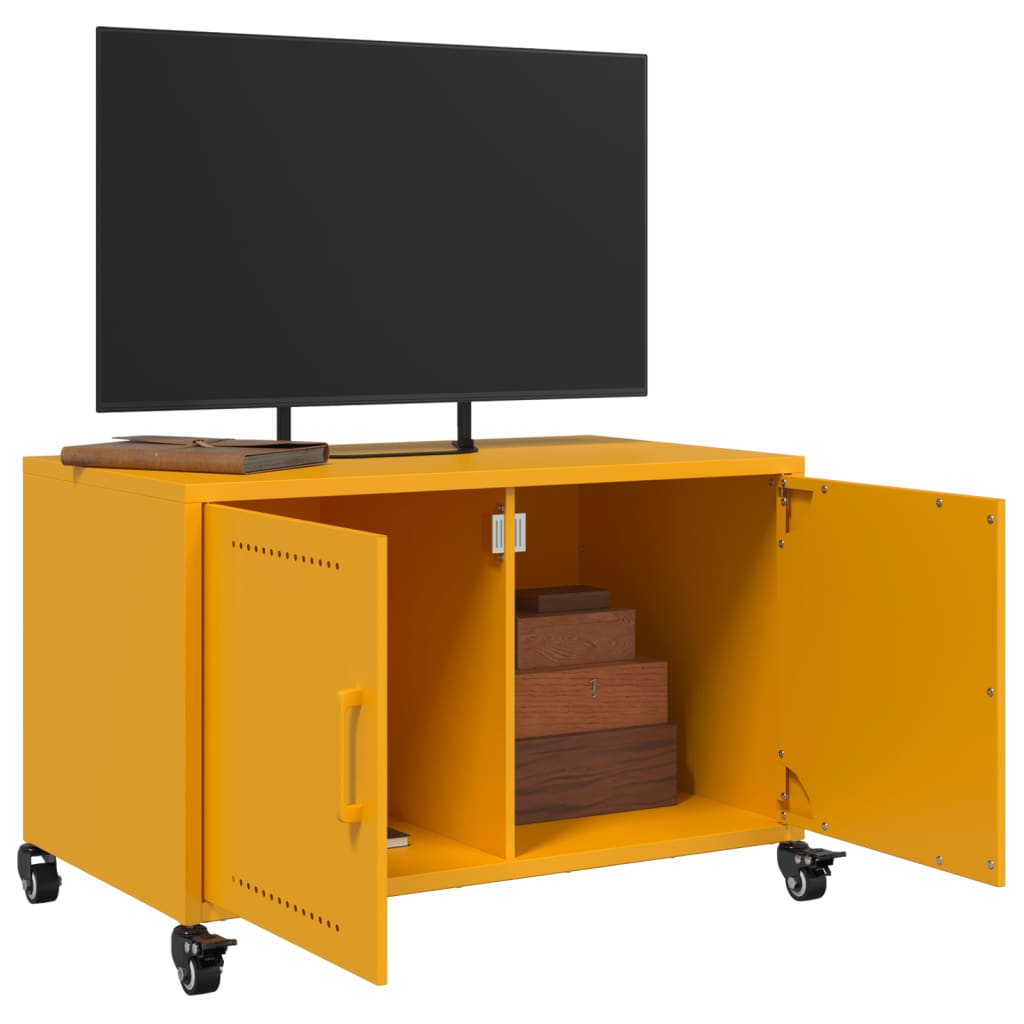vidaXL Meuble TV jaune moutarde 68x39x43,5 cm acier - Image 4