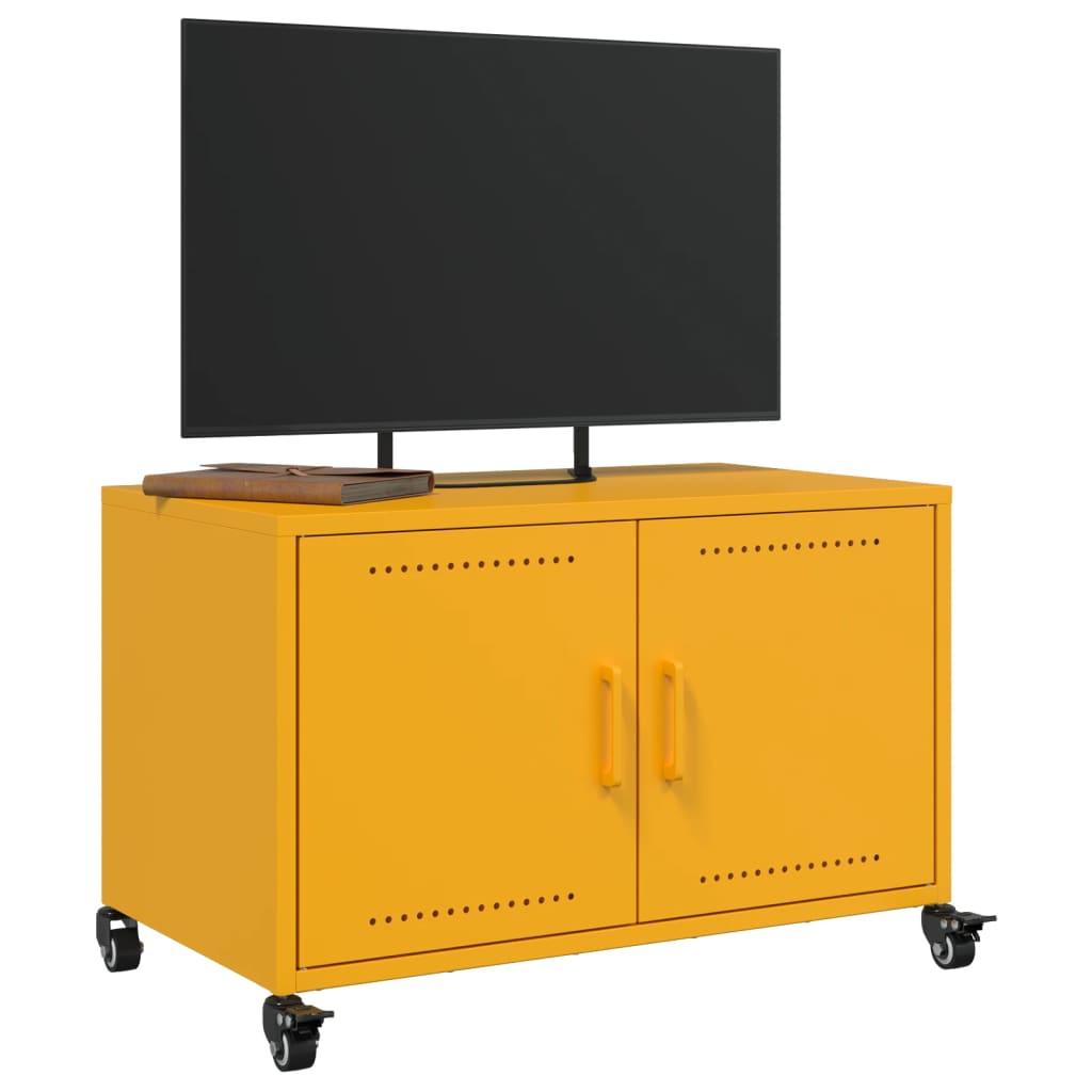 vidaXL Meuble TV jaune moutarde 68x39x43,5 cm acier - Image 5