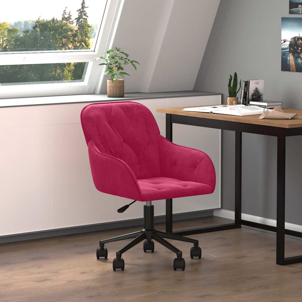 vidaXL Bürostuhl Drehbar Weinrot Samt