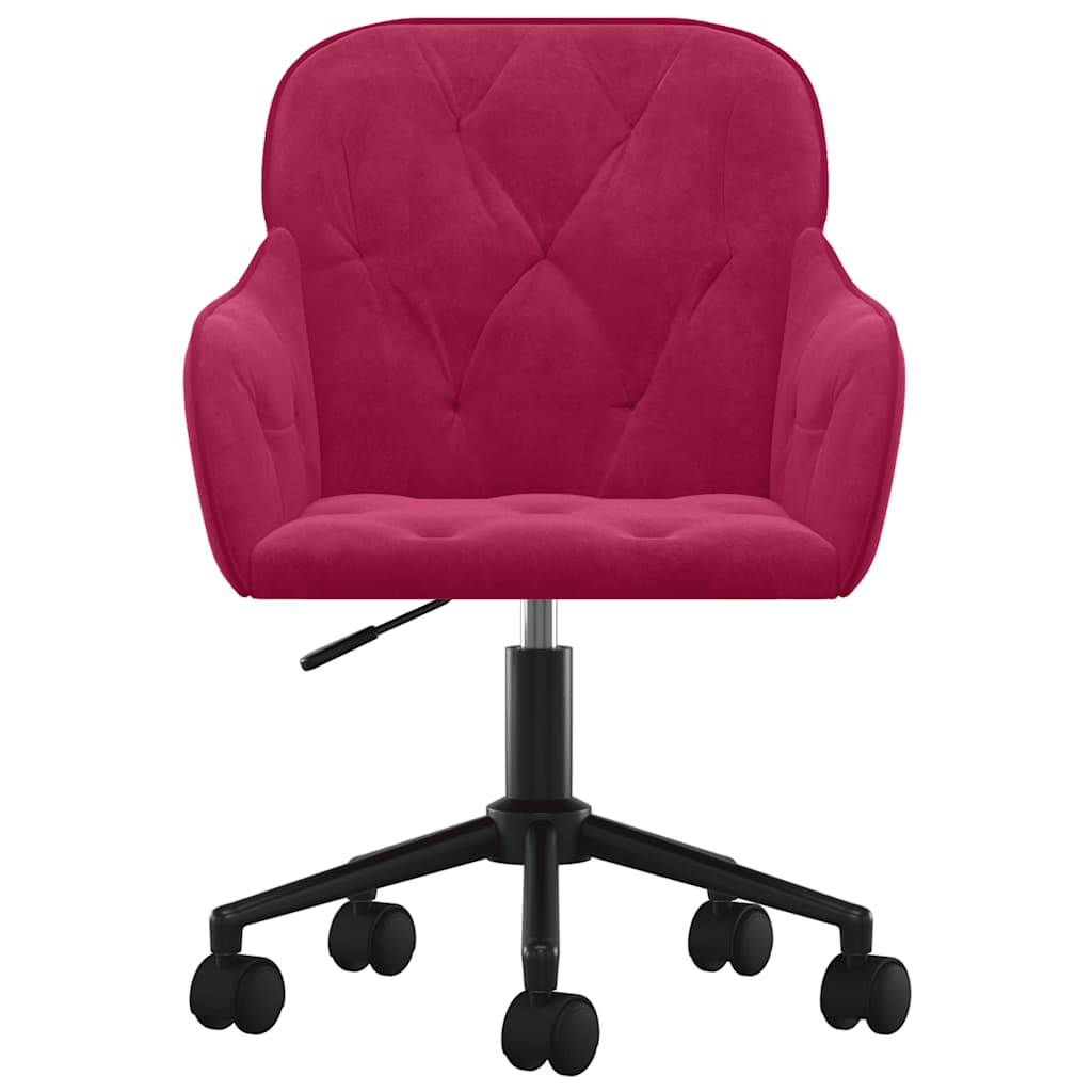 vidaXL Silla de oficina giratoria de terciopelo rojo tinto - Image 3