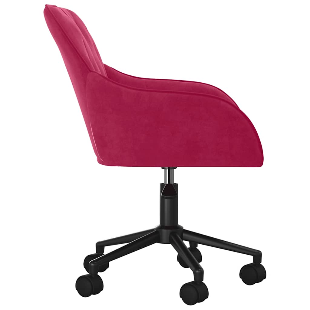 vidaXL Silla de oficina giratoria de terciopelo rojo tinto - Image 4