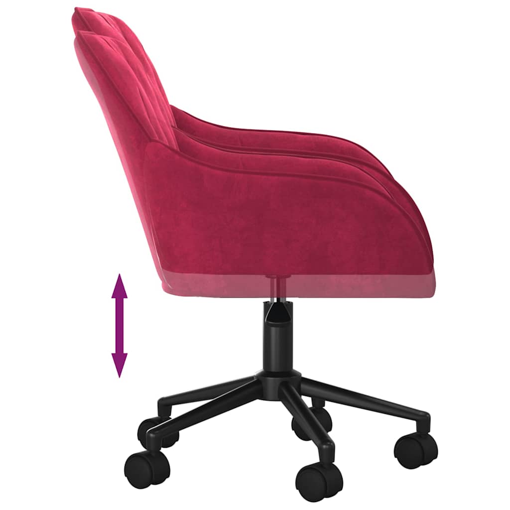 vidaXL Silla de oficina giratoria de terciopelo rojo tinto - Image 6