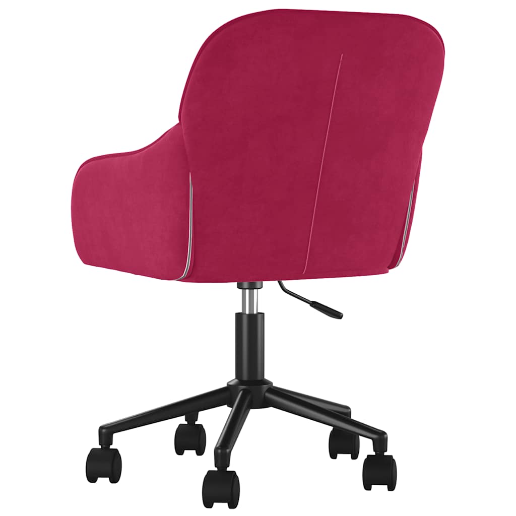 vidaXL Silla de oficina giratoria de terciopelo rojo tinto - Image 5