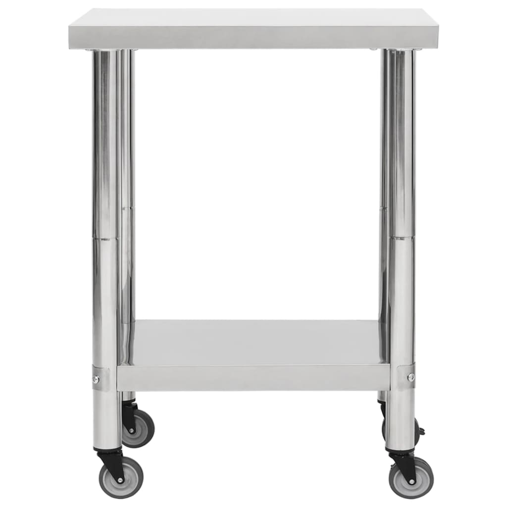 vidaXL Küchen-Arbeitstisch mit Rollen 80x45x85 cm Edelstahl - Image 3