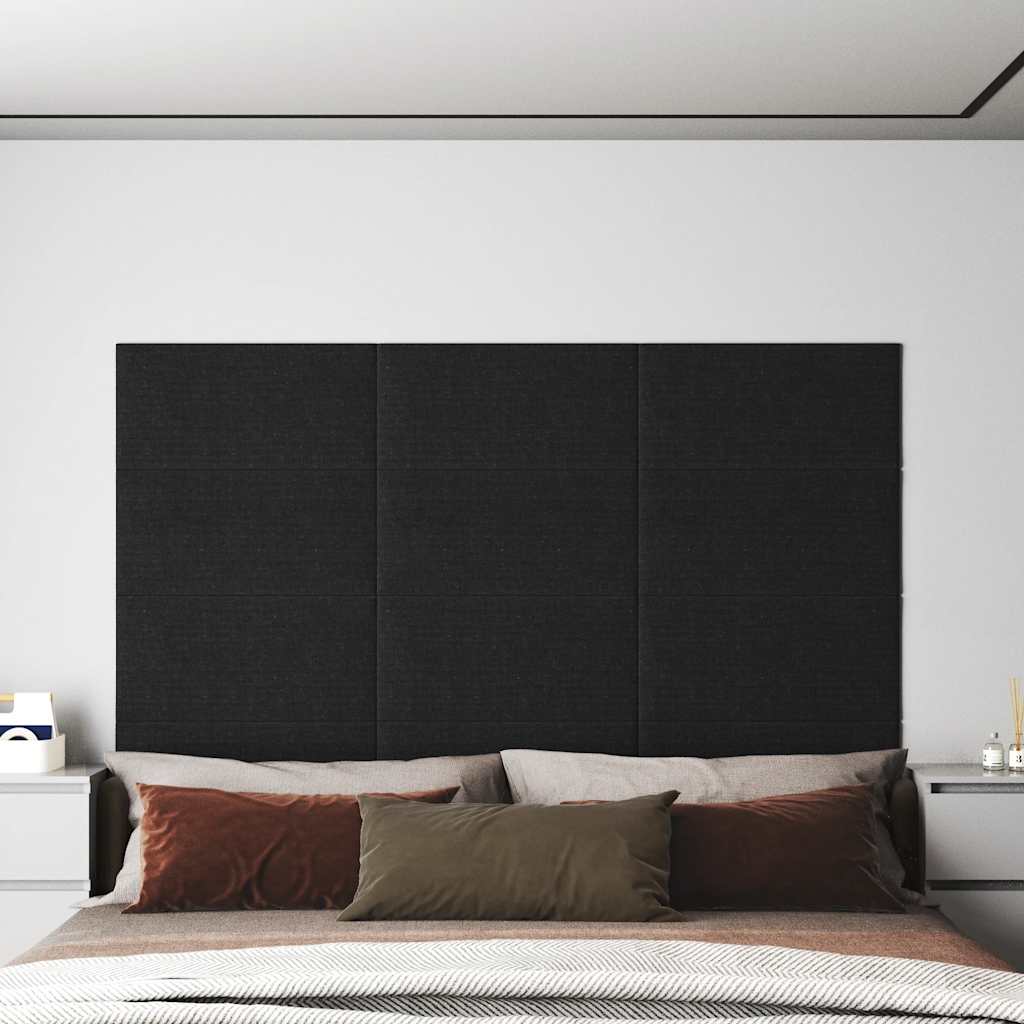 vidaXL Wandpaneele 12 Stk. Schwarz 60x30 cm Stoff 2,16 m²