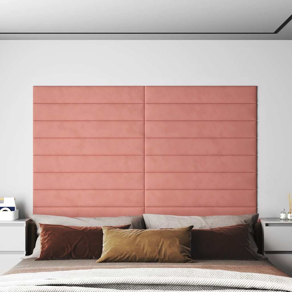 vidaXL Wandpaneele 12 Stk. Rosa 90x15 cm Samt 1,62 m²