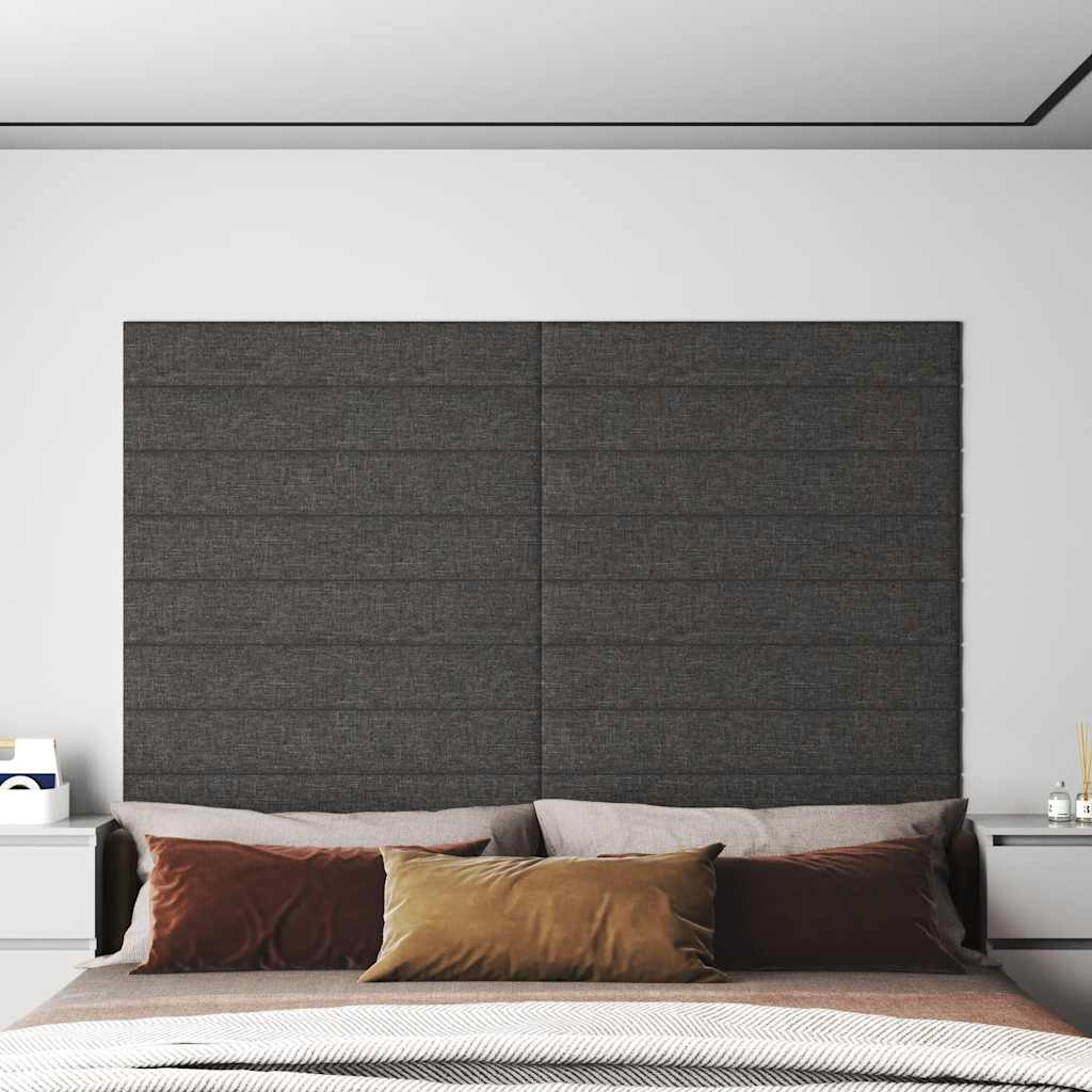 vidaXL Wandpaneele 12 Stk. Dunkelgrau 90x15 cm Stoff 1,62 m²