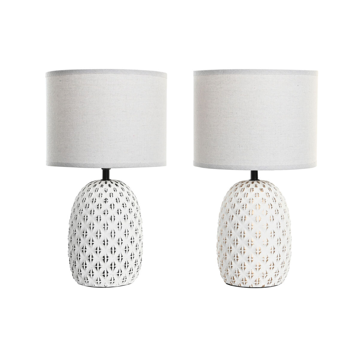 Lampada da tavolo DKD Home Decor Rame Bianco Gres 220 V 40 W (24 x 24 x 40 cm) (2 Unità)