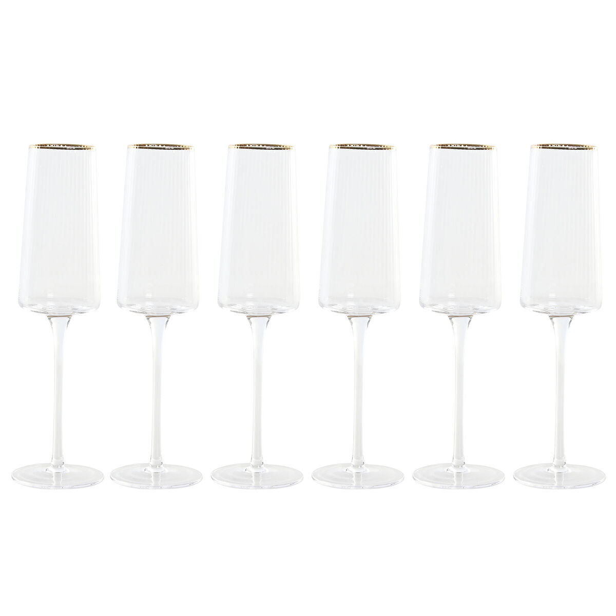 Set di Bicchieri Home ESPRIT Trasparente Dorato Cristallo 400 ml (6 Unità)