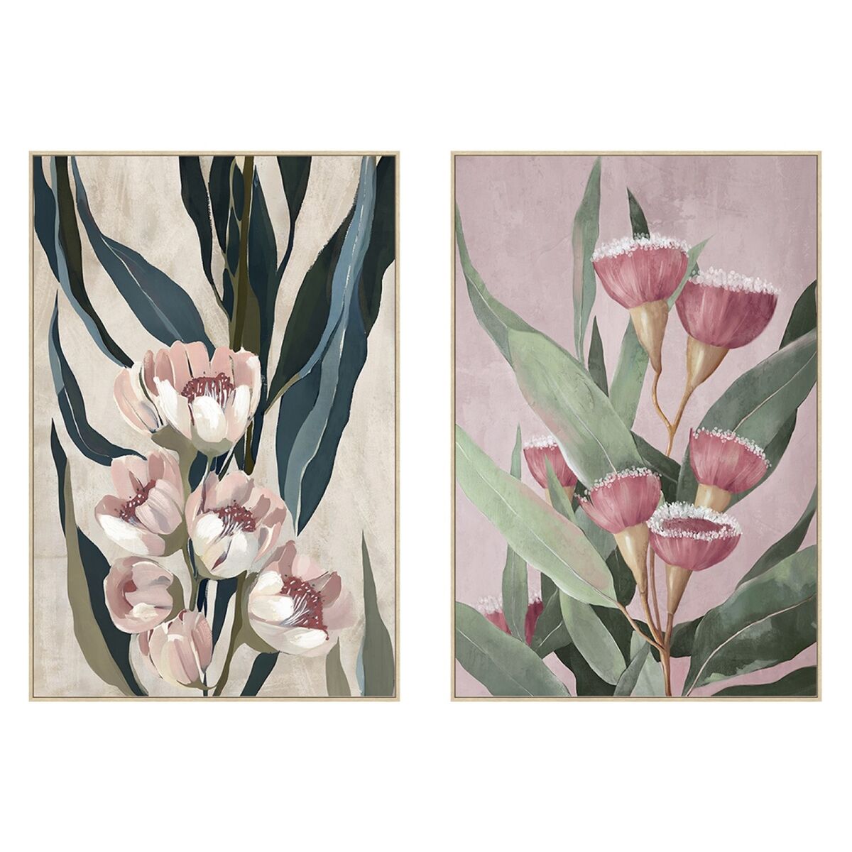 Tela Home ESPRIT Verde Rosa Fiori Moderno (2 Unità)