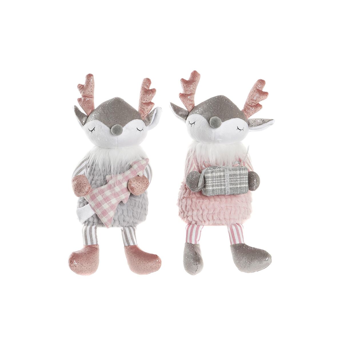 Statua Decorativa DKD Home Decor Natale Animale Poliestere Cervo (14 x 17 x 28 cm) (2 Unità)