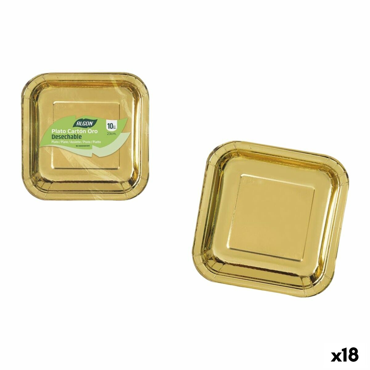 Set di piatti Algon Dorato 23 cm 10 Pezzi (18 Unità)