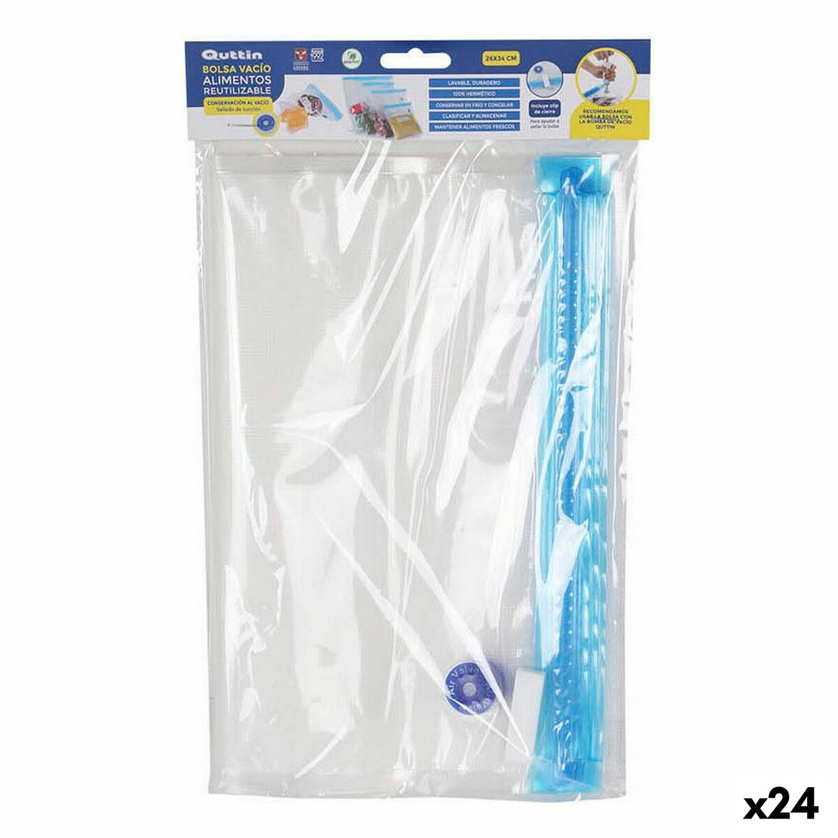 Sacchetto Riutilizzabile per Alimenti Quttin Valvola termoionica 4 Pezzi 26 x 34 cm (24 Unità)