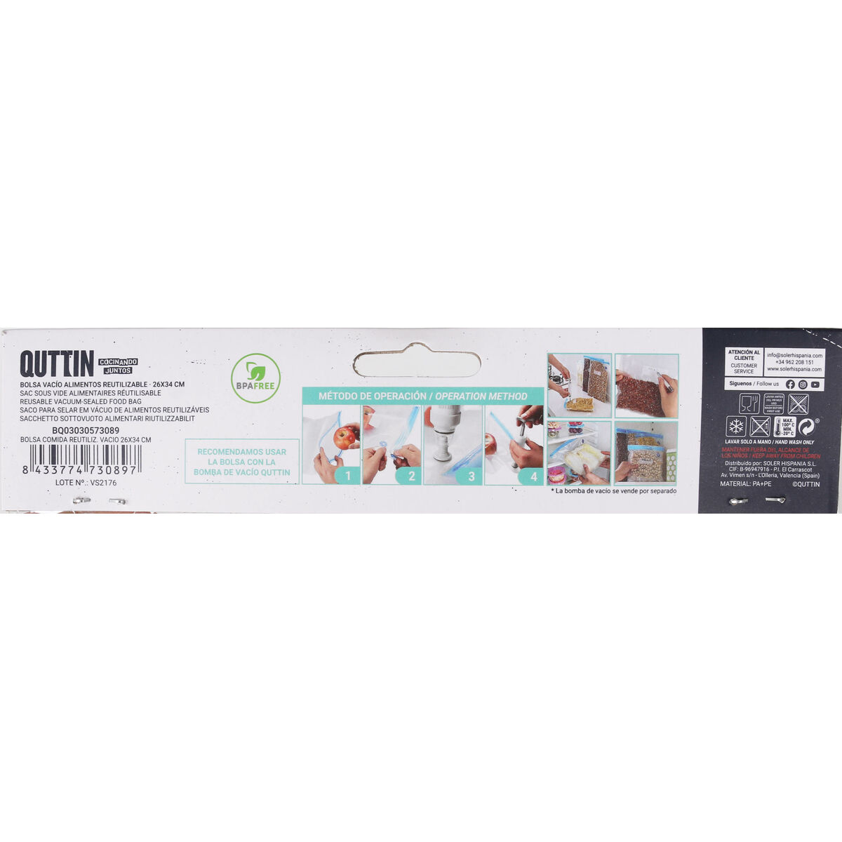 Sacchetto Riutilizzabile per Alimenti Quttin Valvola termoionica 4 Pezzi 26 x 34 cm (24 Unità) - Image 5