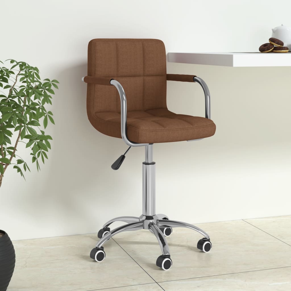 vidaXL Chaise pivotante de bureau Marron Tissu