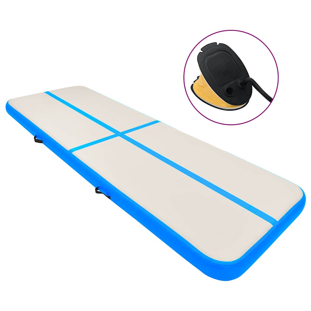 vidaXL Tapis gonflable de gymnastique avec pompe 500x100x15cm PVC Bleu