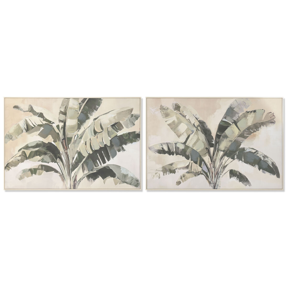 Tela Home ESPRIT Marrone Verde Palme Tropicale 122,5 x 3,5 x 82,5 cm (2 Unità)