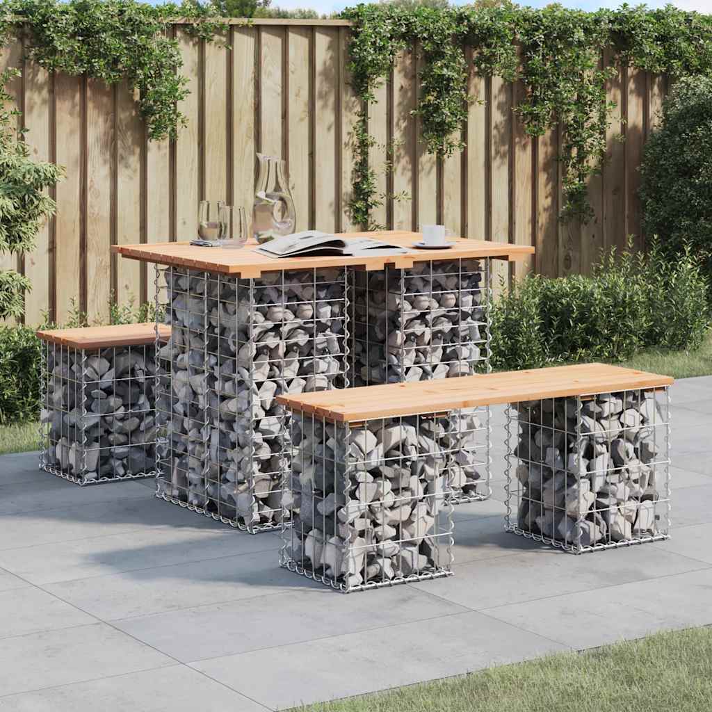 vidaXL Table de jardin Gabion Design 100x70x72 cm Bois massif Pin