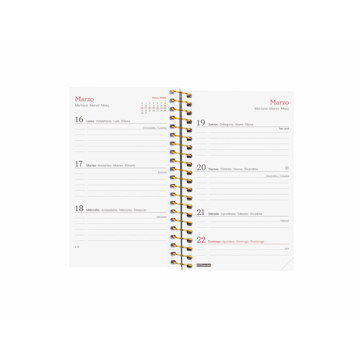 Agenda Finocam DESIGN COLLECTION Goldy Mini 7,9 x 12,7 cm 2026 - Image 4