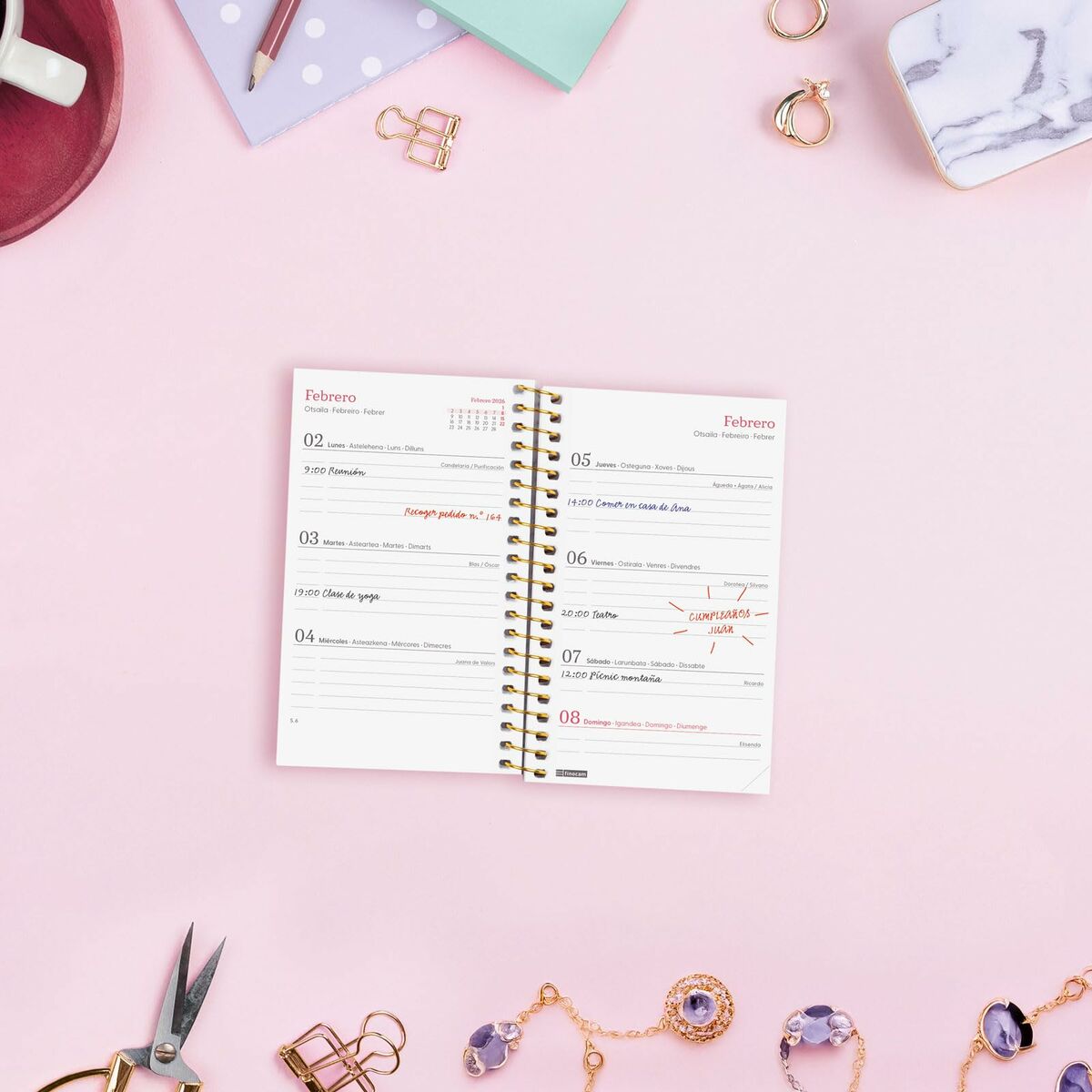 Agenda Finocam DESIGN COLLECTION Goldy Mini 7,9 x 12,7 cm 2026 - Image 3