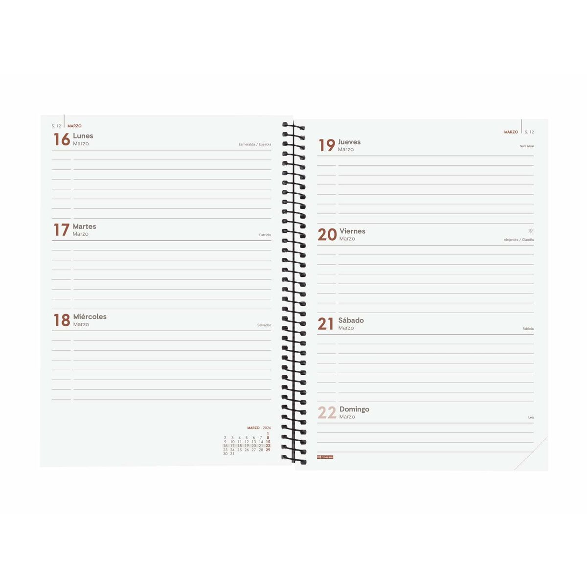 Agenda Finocam OPAQUE Arancio A5 15,5 x 21,2 cm 2026 - Image 4