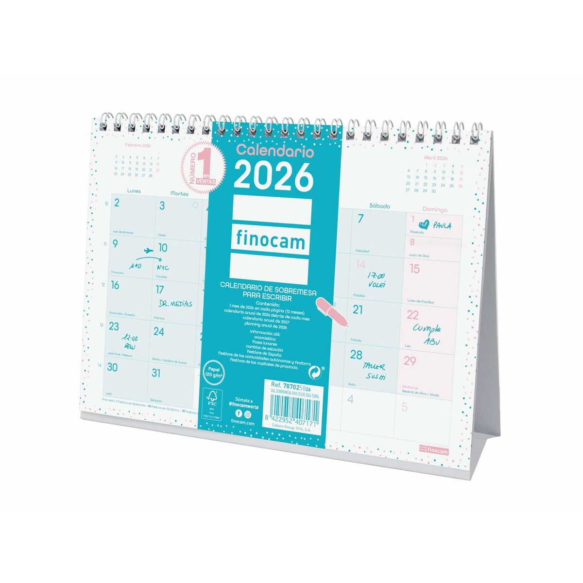 Calendario da Tavolo Finocam Multicolore Carta 21 x 15 cm