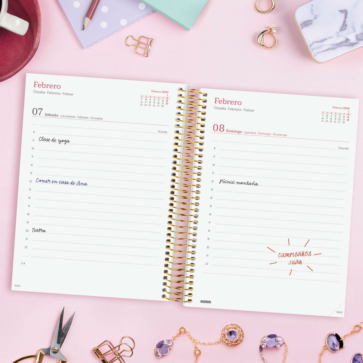 Agenda Finocam DESIGN COLLECTION Goldy A5 15,5 x 21,2 cm 2026 - Image 3
