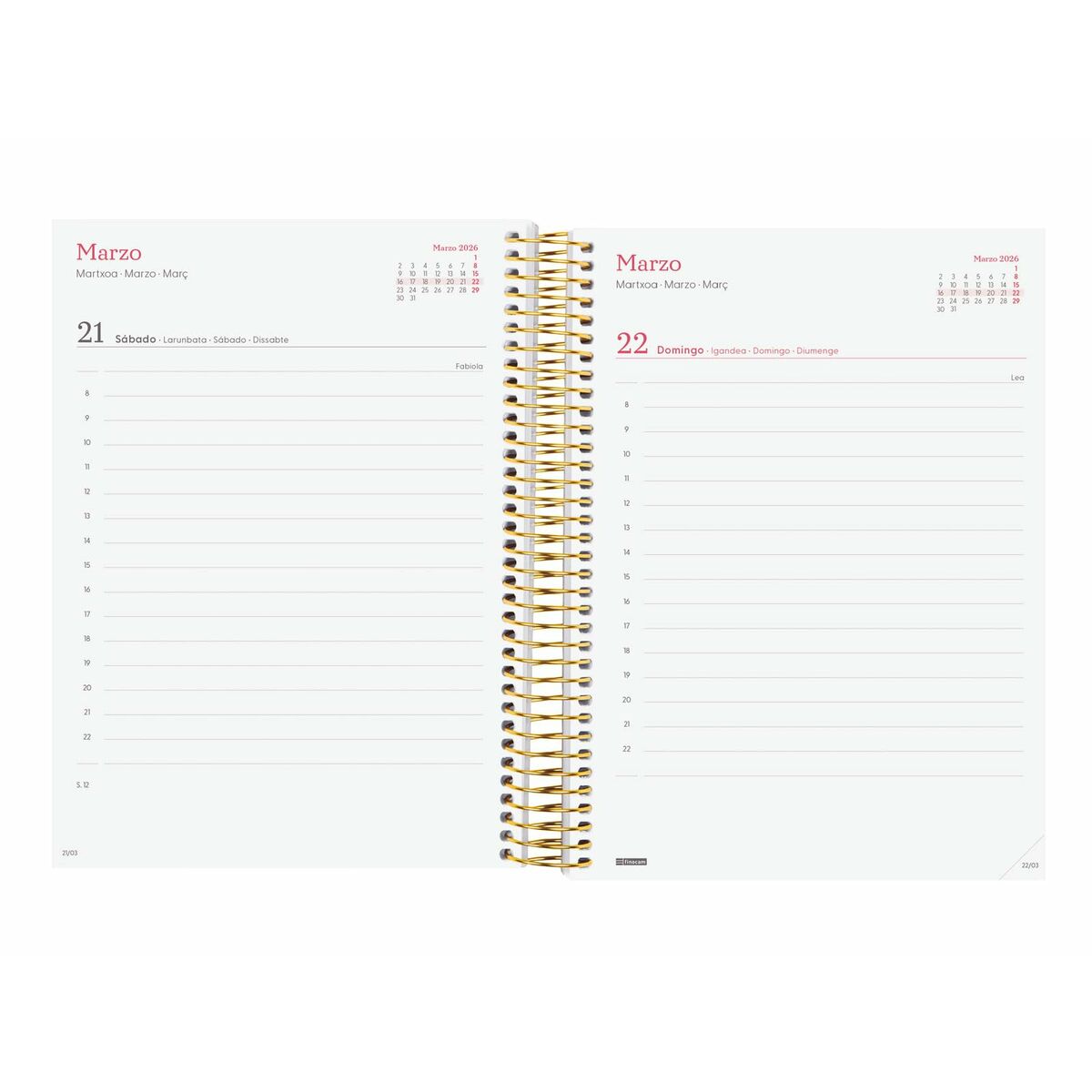Agenda Finocam DESIGN COLLECTION Goldy A5 15,5 x 21,2 cm 2026 - Image 4