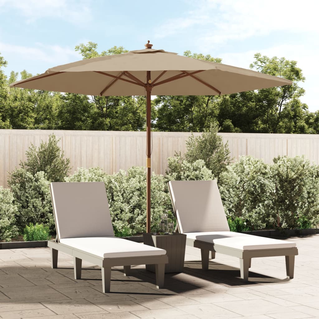 vidaXL Sonnenschirm mit Holzmast Taupe 299x240 cm