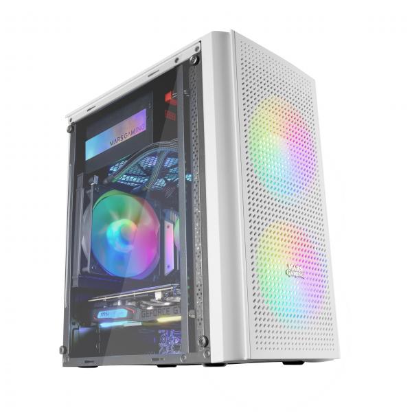 Case computer desktop ATX Mars Gaming MC300W Bianco RGB