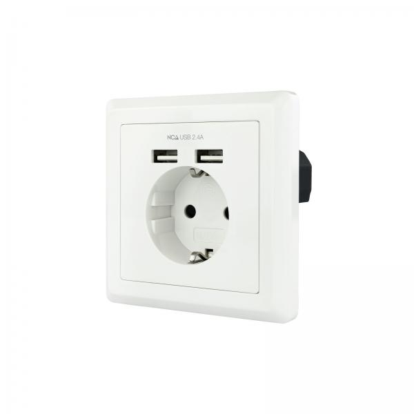 Presa Parete con 2 Porte USB TooQ 10.35.0010 5V/2.4A Bianco 2,4 A