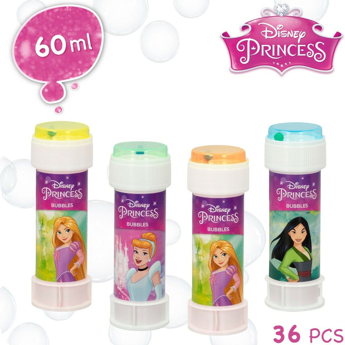 Bolle di Sapone Disney Princess 60 ml 3,8 x 11,5 x 3,8 cm (216 Unità) - Image 4
