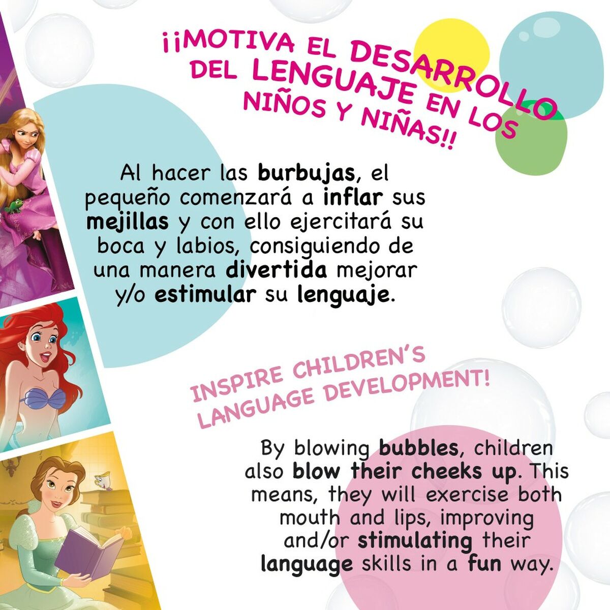 Bolle di Sapone Disney Princess 60 ml 3,8 x 11,5 x 3,8 cm (216 Unità) - Image 6