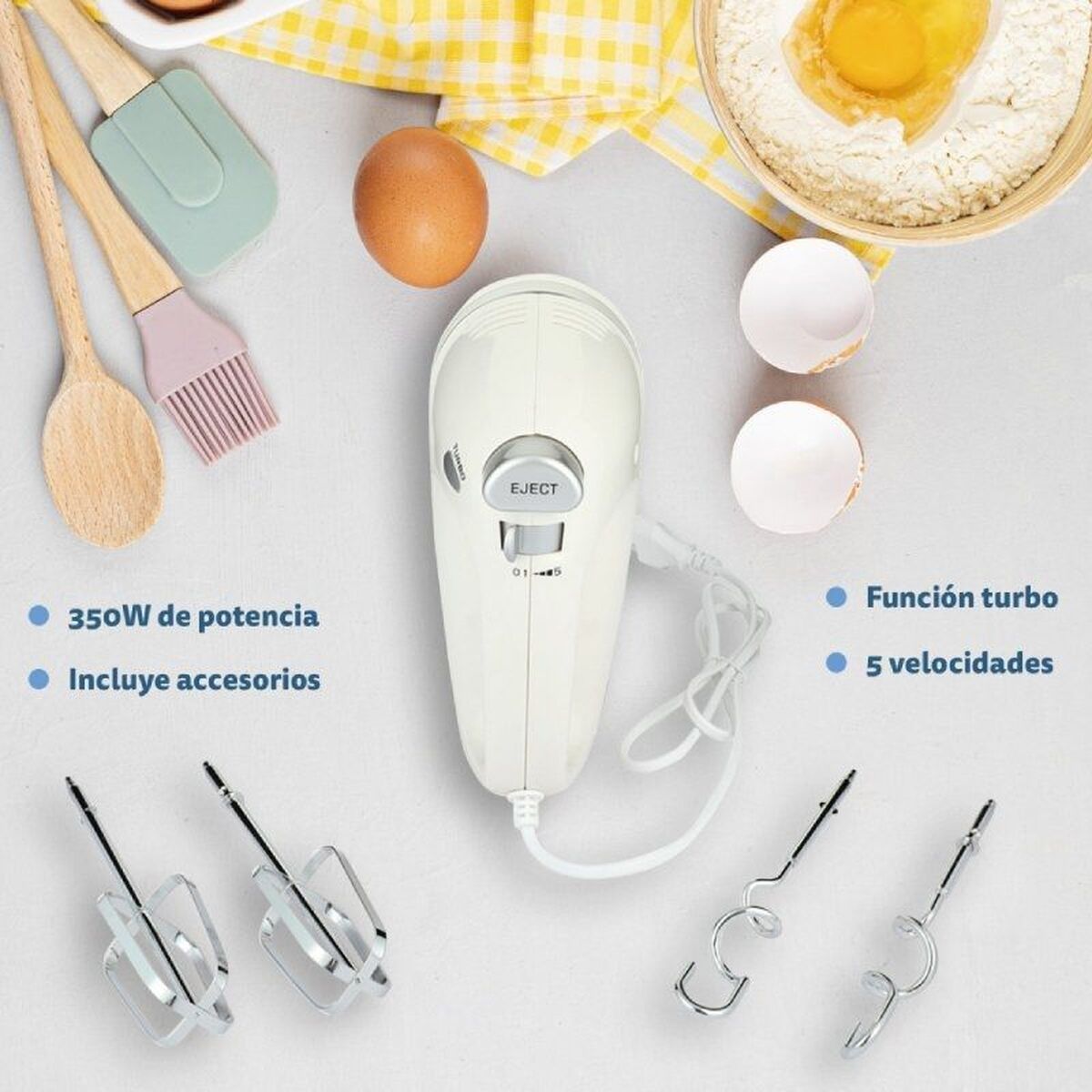 Sbattitore-Impastatrice Grunkel AM-350TURBO5 350 W Bianco 1 L - Image 4