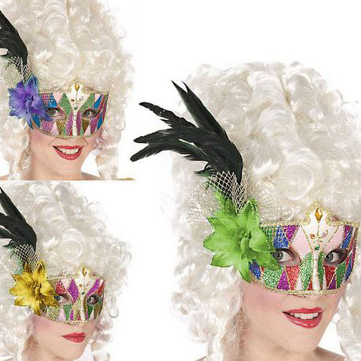 Mascherina con Piume Multicolore