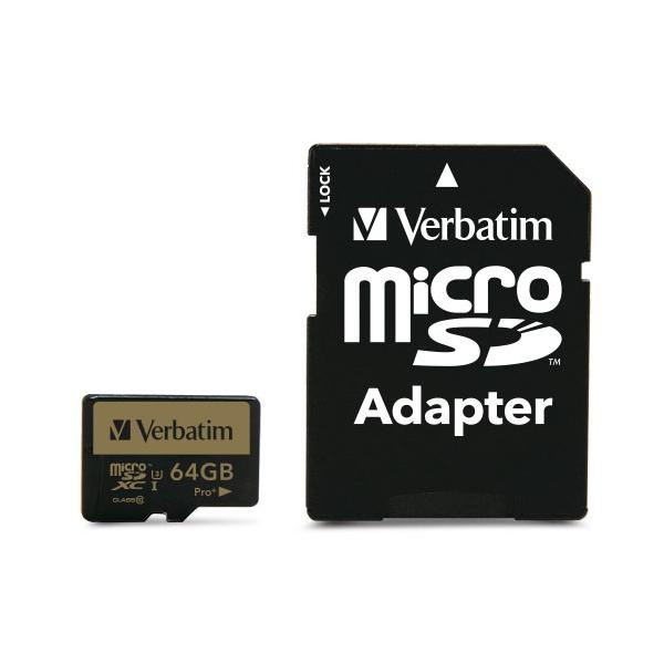 Scheda Di Memoria Micro SD con Adattatore Verbatim Pro+ 64 GB