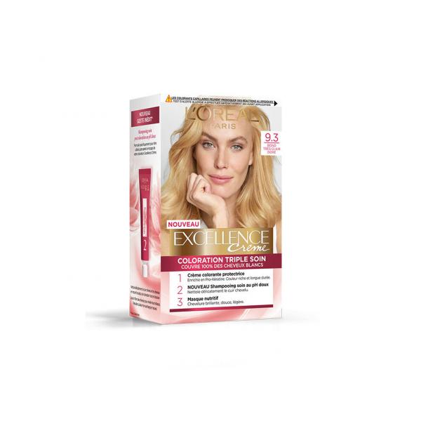 Tintura Permanente L'Oreal Make Up Excellence Biondo Chiaro Dorato Nº 9,3-Rubio Claro Claro Dorado 192 ml