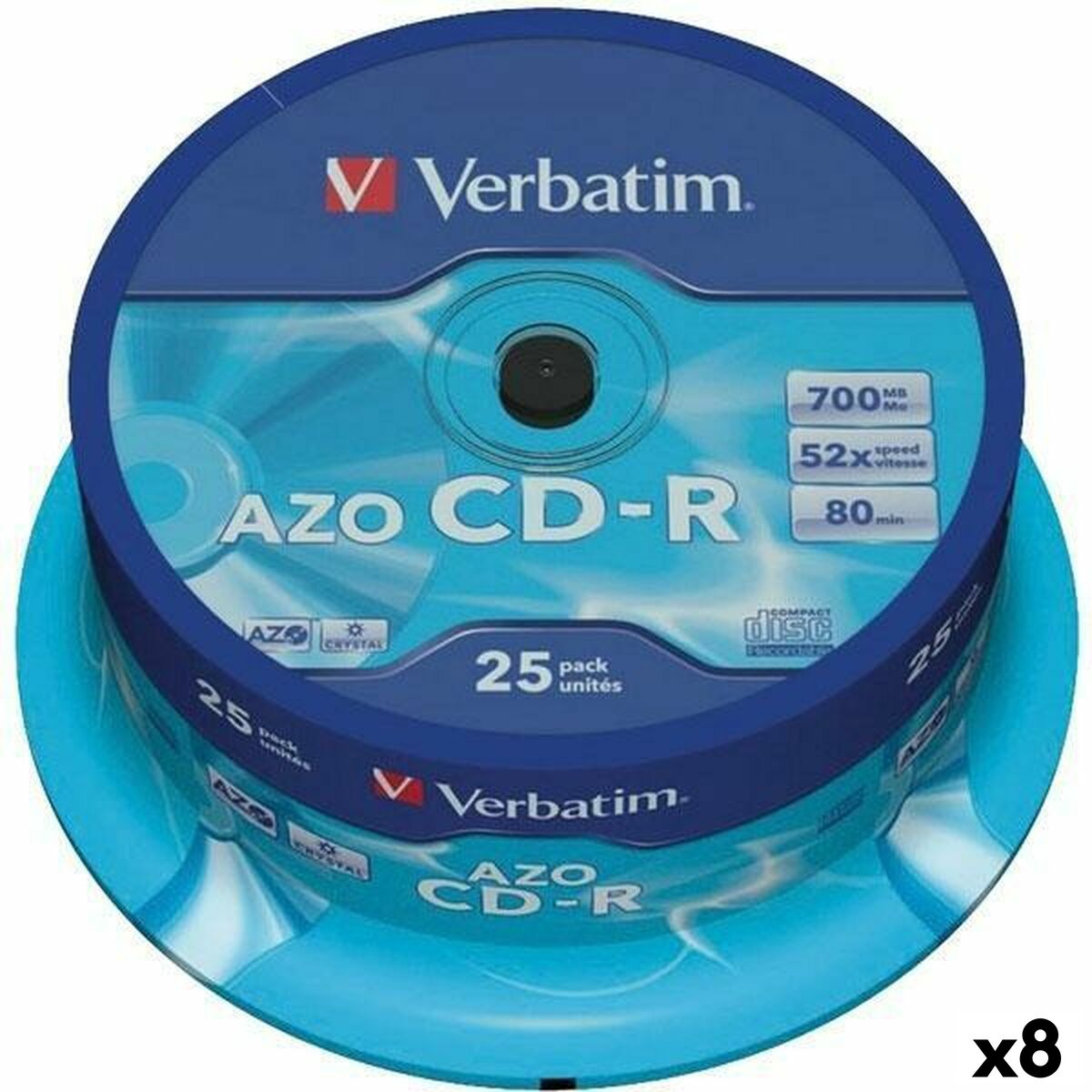 CD-R Verbatim Azo 700 MB 52x 25 Pezzi (8 Unità)