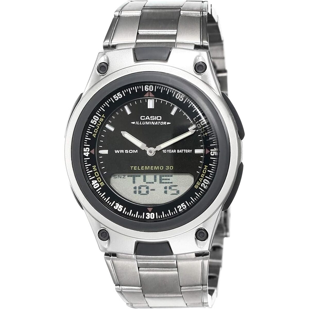 Orologio Uomo Casio ILLUMINATOR TELEMEMO 30 Nero Argentato (Ø 40 mm)