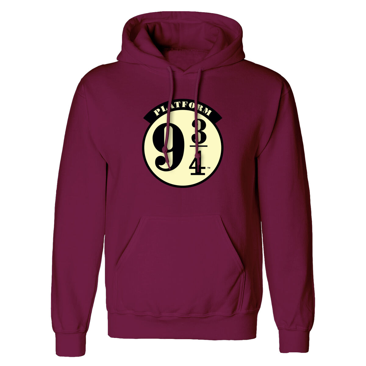 Felpa con Cappuccio Unisex Harry Potter Platform 9 and 3 Quarters Bordeaux Taglia:M
