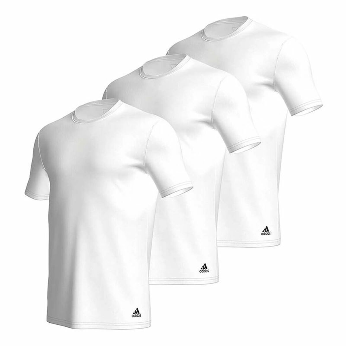 Maglia a Maniche Corte Uomo Adidas Ss Tee Crew Active Core Cotton Bianco 3 Unità Taglia:M