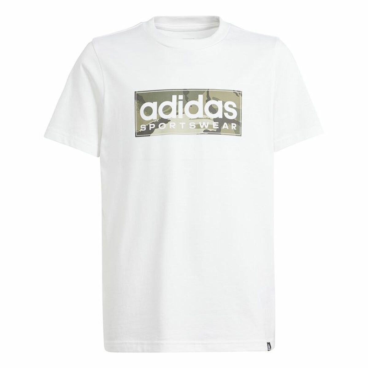 Maglia a Maniche Corte Bambino Adidas B Camo Lin Bianco Taglia:Taglia - 7-8 Anni