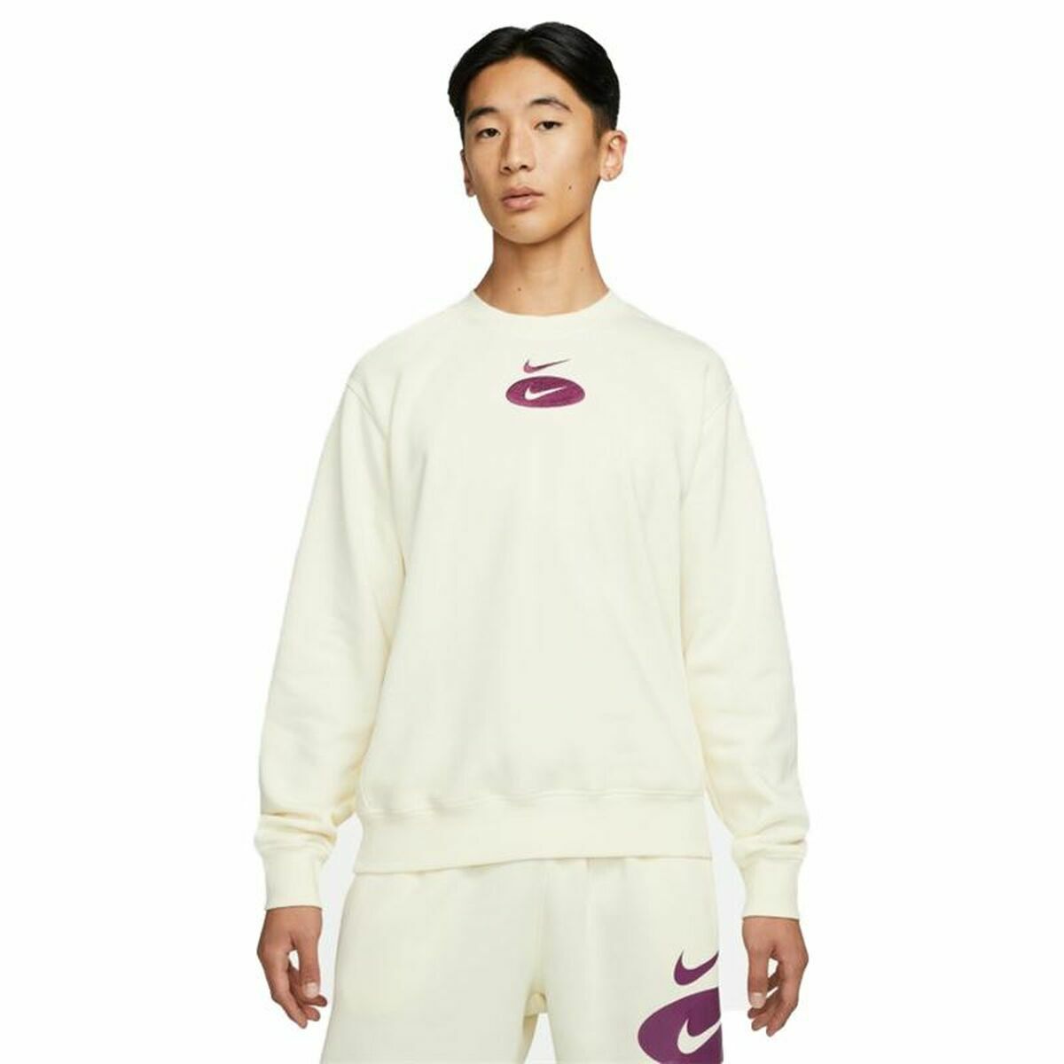 Felpa senza Cappuccio Uomo Nike Swoosh League Bianco Taglia:L