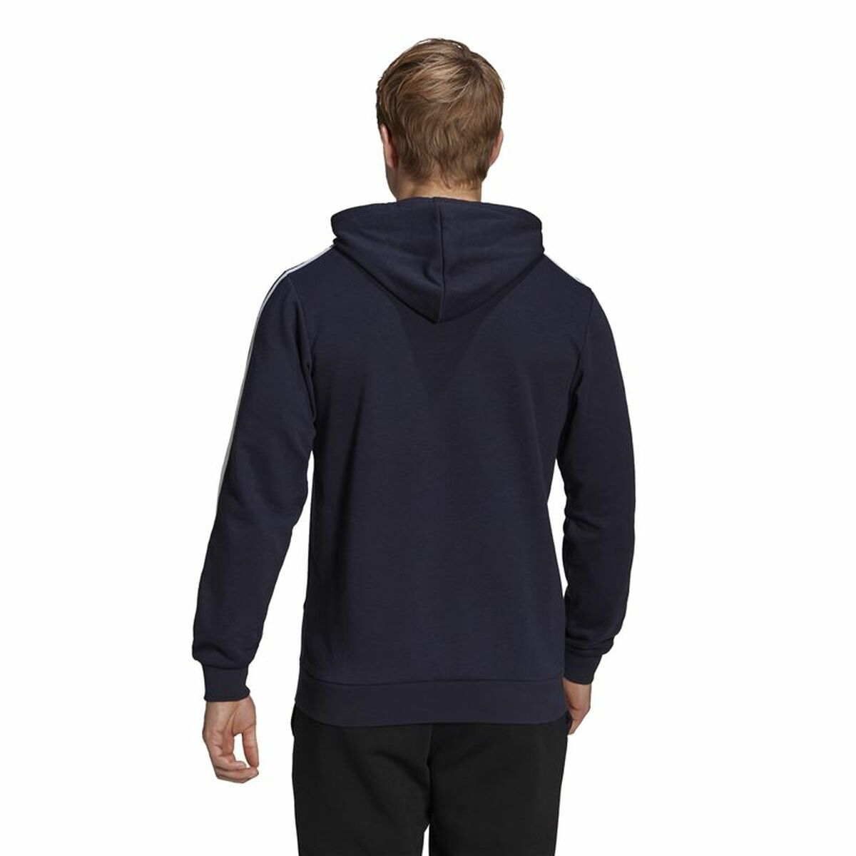 Felpa con Cappuccio Uomo Adidas Essentials 3 Stripes Blu Marino Taglia:S - Image 3